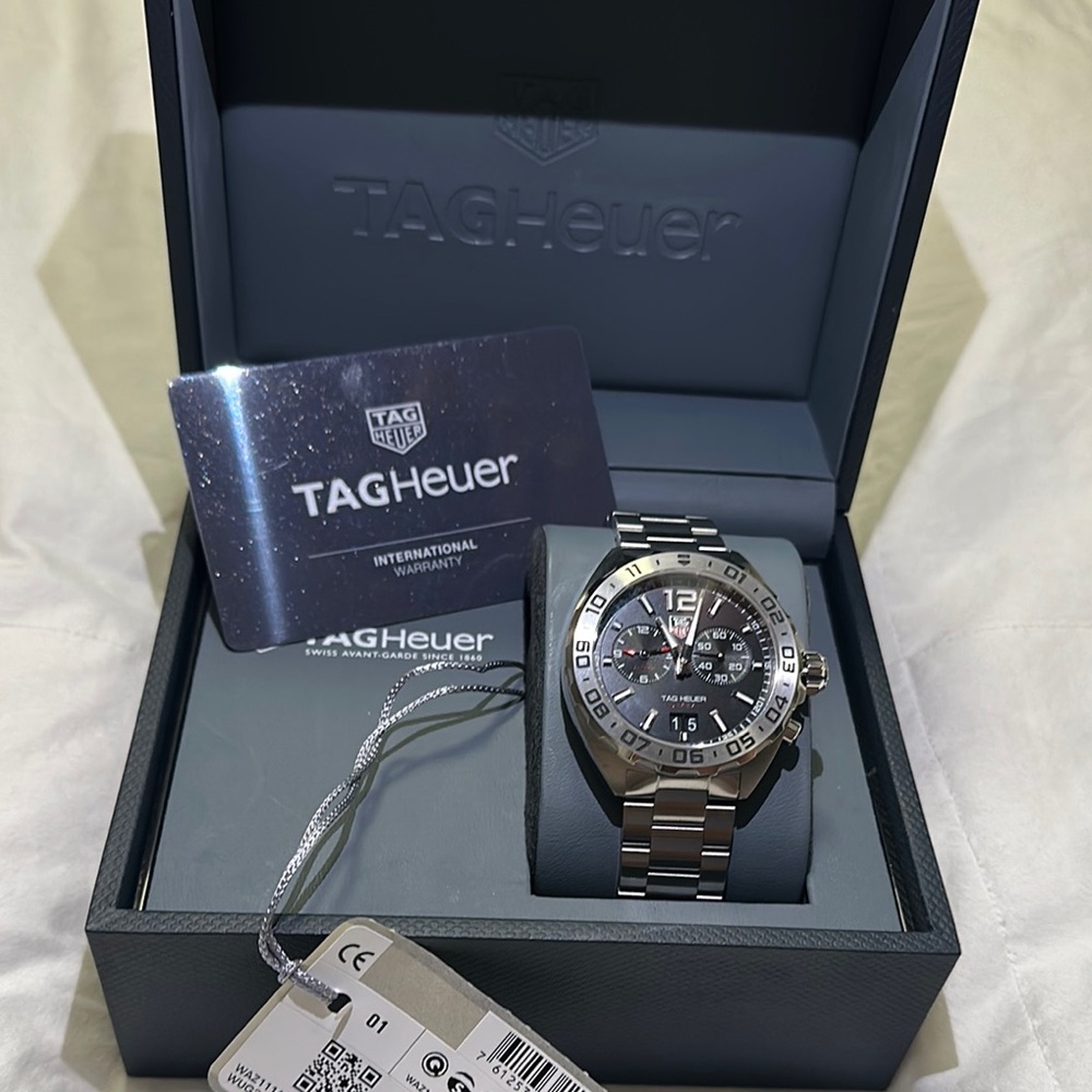TAG Heuer Silver and Black Chronograph Watch